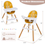 4-in-1 Convertible Baby High Chair Infant Feeding Chair with Adjustable Tray