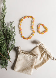 Polished Honey Baltic Amber + Honeysuckle Gemstones || Kids Set ||