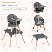 9-in-1 Convertible High Chair with Solid Wood Legs for Babies and Toddlers