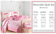 Butterfly Flower Pink Print Patchwork Twin Cotton Reversible Quilt Bedding Set