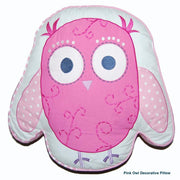 Pink Owl Print Patchwork Cotton Reversible Quilt Bedding Set