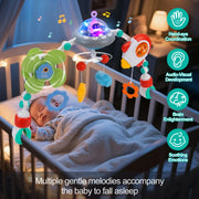 Baby Stroller Arch Toys Crib Music Rotating Bouncers Toys Fine Motor Skills Sensory Development Arch Car Seat Toys for New Born