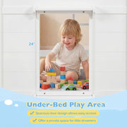 Wooden Low Kids Loft Bed with LED Lights and 2 Doors