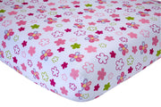 Everything Kids Hoot Hoot Pink, Aqua, Green and White 4 Piece Toddler Bed Set - Comforter, Fitted Bottom Sheet, Flat Top Sheet, Reversible Pillowcase